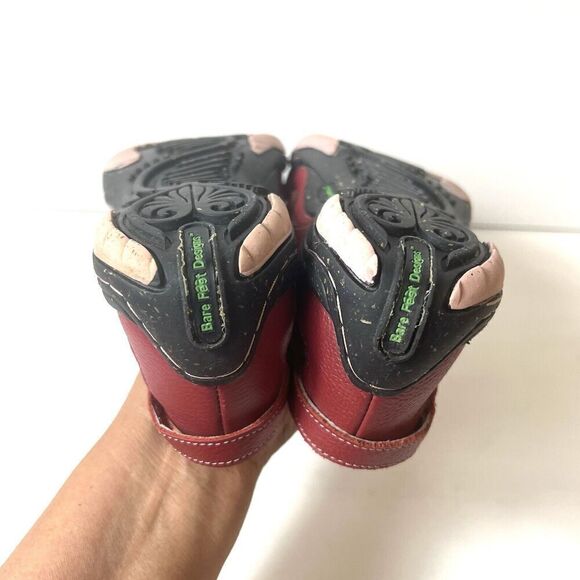 Jambu Adventure Womens 9.5M Red Leather Flats Comfort Casual Floral Slip On Shoe - Picture 9 of 12